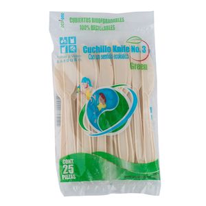 Cuchillo Mediano No. 3 Garduño Green Biodegradable bolsa con 25 pzas