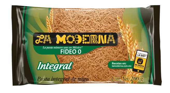 Pasta La Moderna Fideo Mediano Integral Caja 20 piezas de 200g