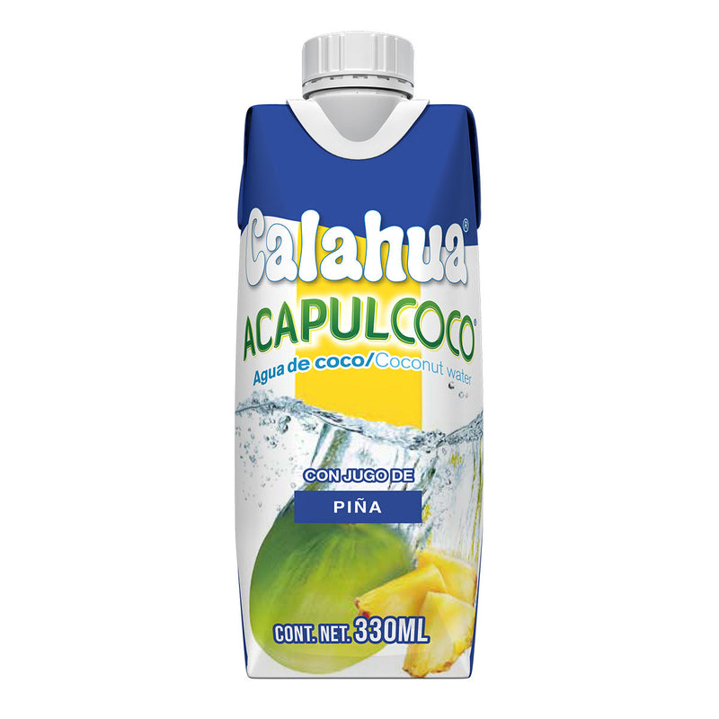 Agua de coco Calahua Acapulcoco con jugo de piña 330ml