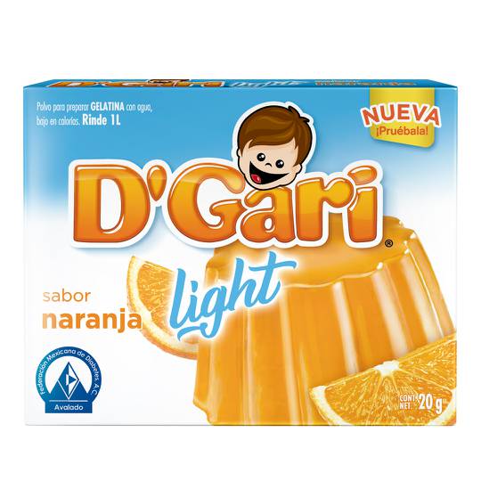 Gelatina de agua  light D'Gari sabor naranja 20g