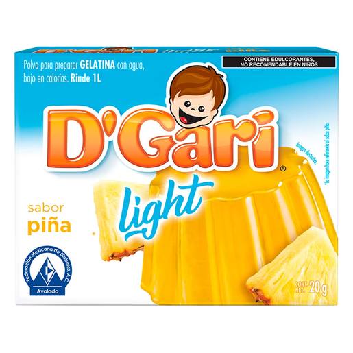Gelatina de agua light D'Gari sabor piña 20g