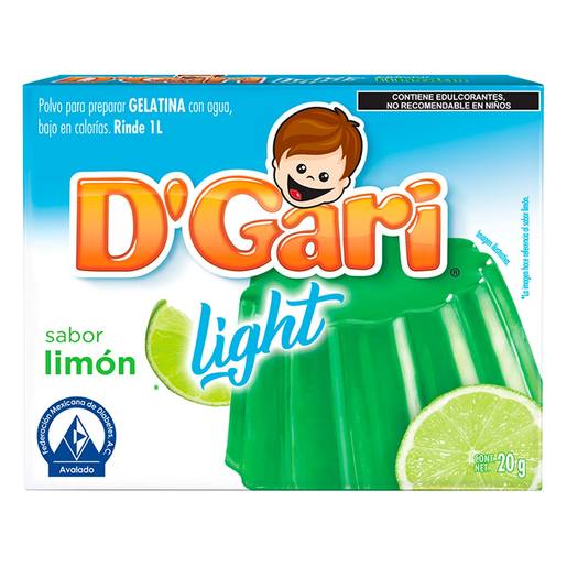 Gelatina de agua light D'Gari sabor limón 20g