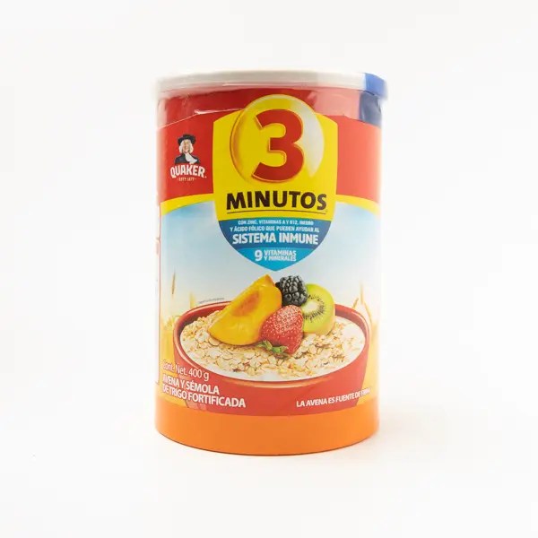 Avena Quaker con Cereal 3 Minutos Bote 400g