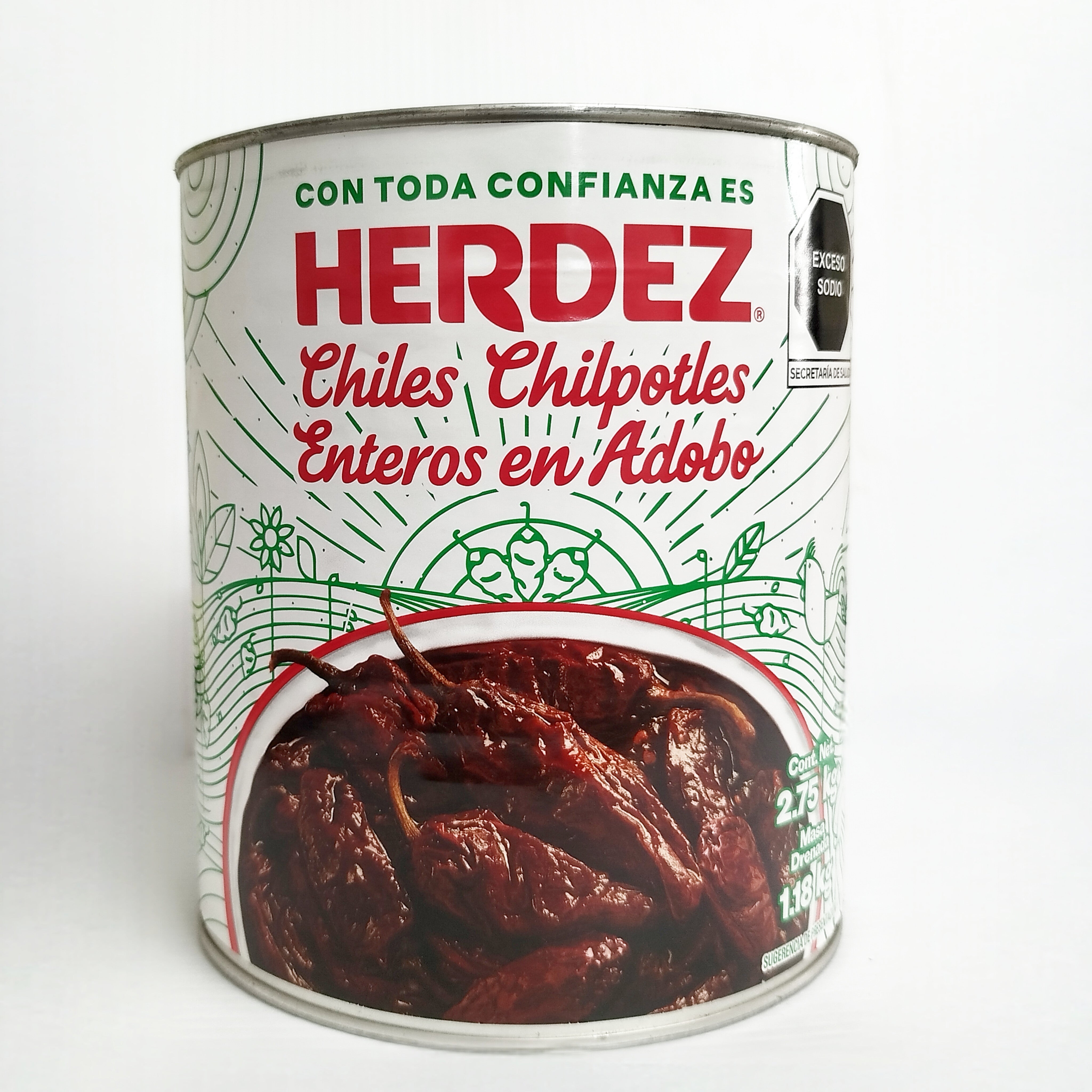 Chiles Chipotles Enteros en Adobo Herdez 2.7kg