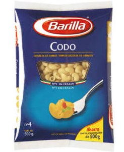 Pasta Codo No.4 Barilla 500g/ 12pzas