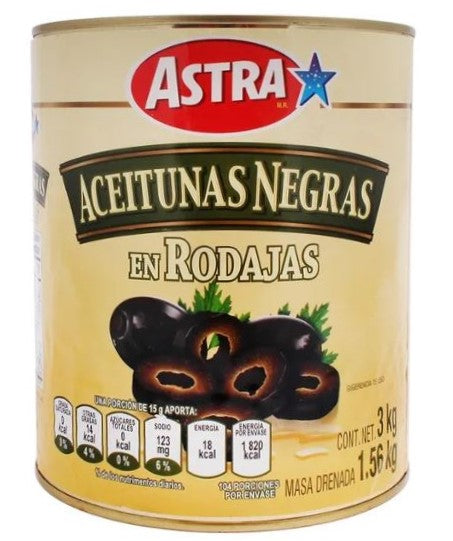 Aceituna Negra Rebanada Astra 3kg