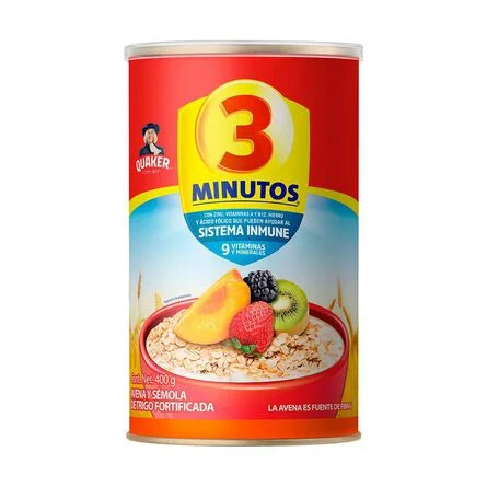 Avena Quaker con Cereal 3 Minutos Bote 400g