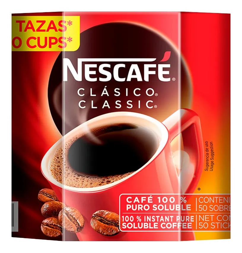 Café Nescafé Clásico Stick Exhibidor 2 g/50 Pzas