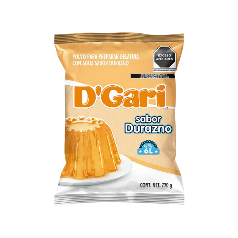 Gelatina de Agua D'Gari sabor Durazno 720g