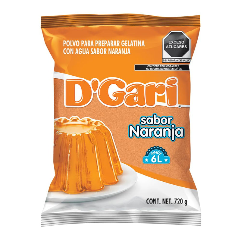 Gelatina de Agua D'Gari sabor Naranja 720g