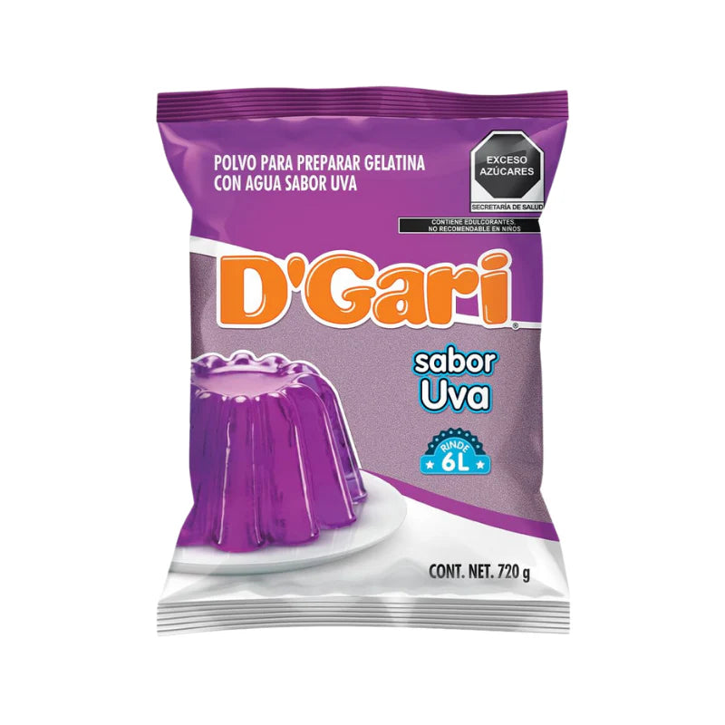 Gelatina de Agua D'Gari sabor Uva 720g