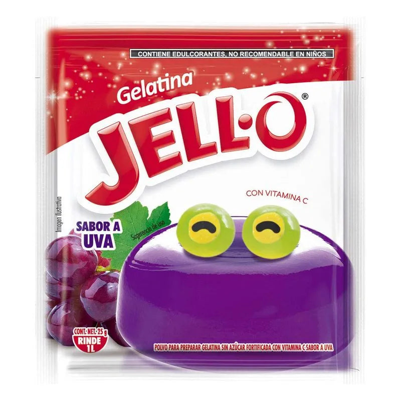 Gelatina de Agua Jello sabor Uva 25g