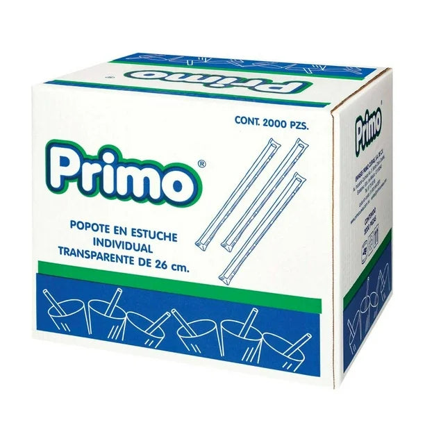 Popote Estuchado Std Con Fuelle Primo C/2000 Pzas