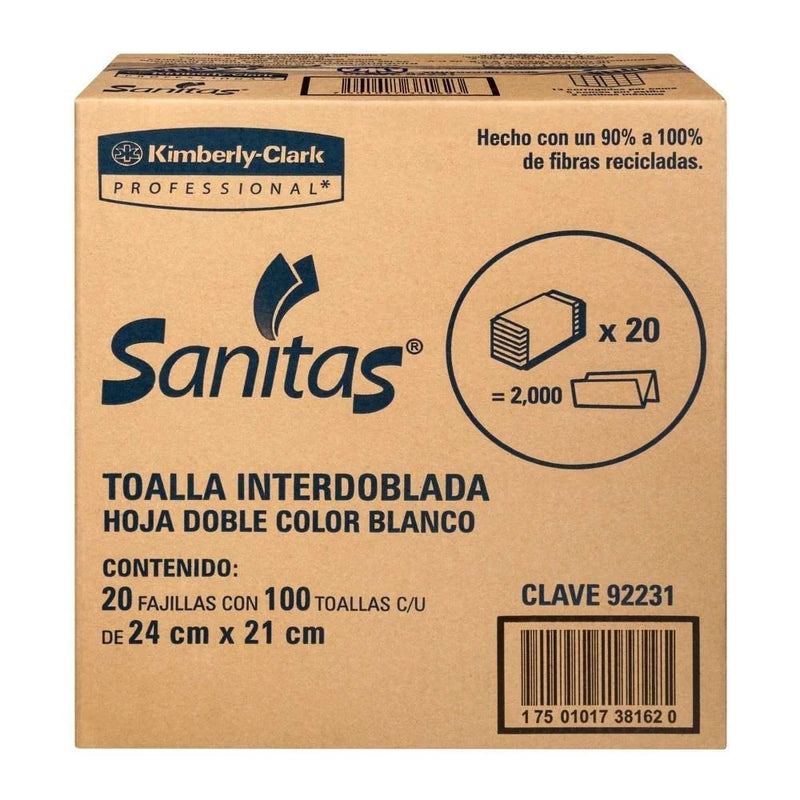 Toalla Interdoblada Sanitas 20/100Pzs