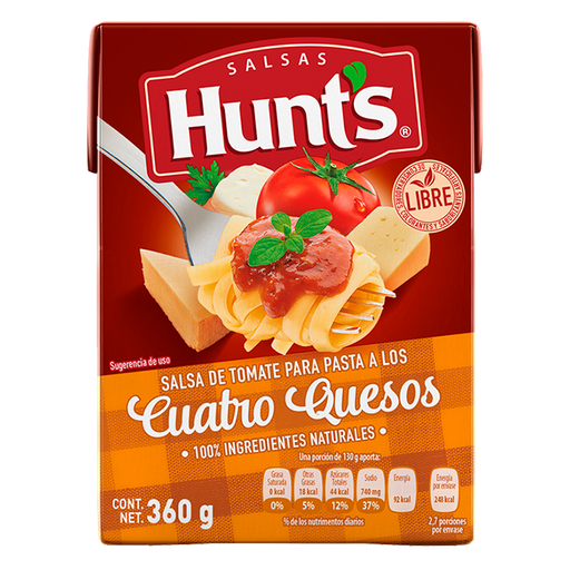 Salsa de Tomate para Pasta a los Cuatro Quesos Hunt's 360g