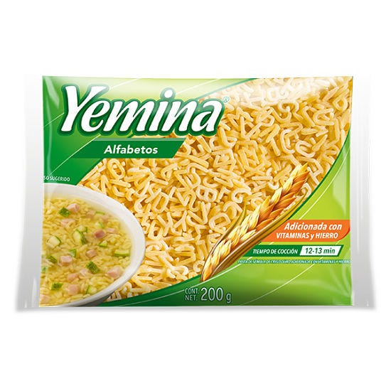 Pasta Yemina Alfabetos 200g 24pzas